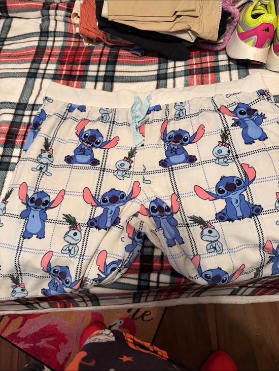 Disney Other - Disney Blue Stitch and Angel Pajama Pants with Pink Ear Accents